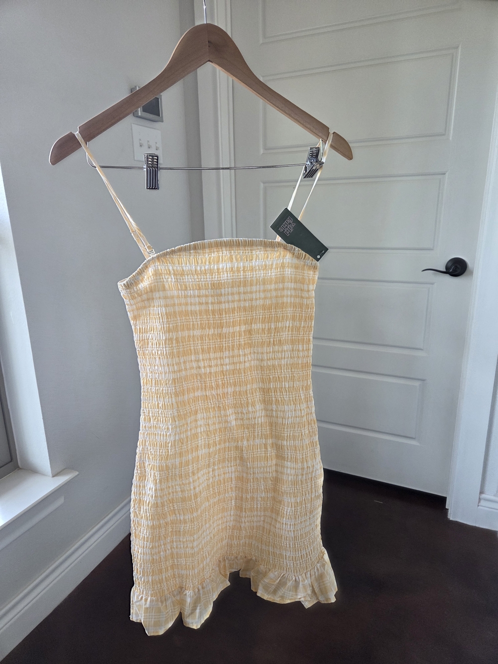 New With Tag - wild fable Yellow Smocked Mini Dress with Ruffle Hem